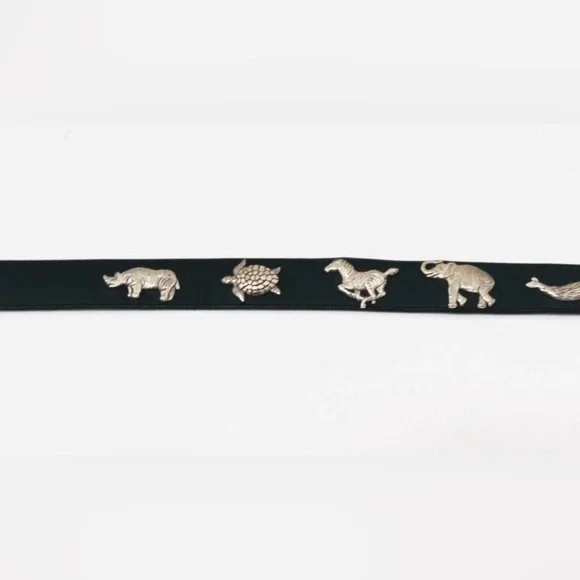 Vtg 1992 Brighton Honest Black Leather Safari Animal Belt 34 Rare 60403 Vtg 1992 Brighton Honest Black Leather Safari Animal Belt 34  main image 4